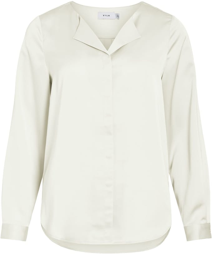 VILA - VIELLETTE V-NECK L/S SATIN SHIRT - NOOS - Dames - Blouses
