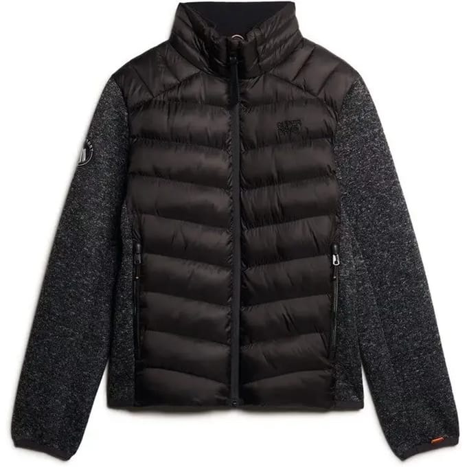 Superdry Storm Knit Hybrid Gewatteerde Jas, Zwart