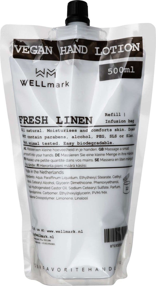 Wellmark Refill Hand lotion - Frisse Linnen 500ml