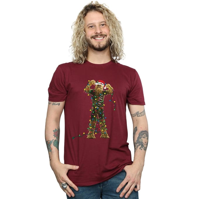 Star Wars Heren Chewbacca Kerstverlichting T-Shirt (Bourgondië)