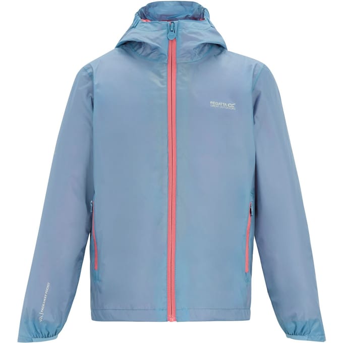 Regatta Waterdichte Shell Jas met hendel voor kinderen (Gewassen denim/perzikroze)