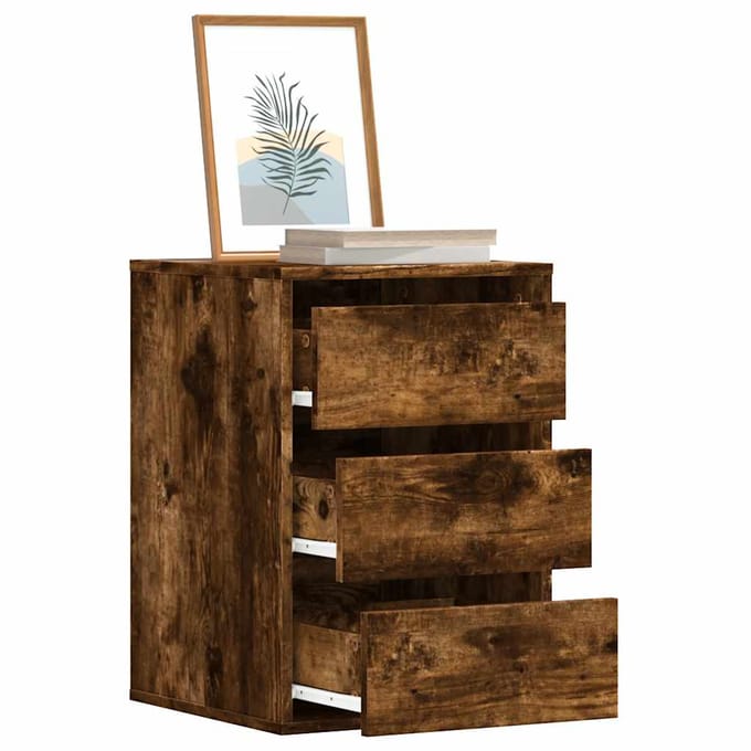 vidaXL - Ladekast - 40x41x58 - cm - bewerkt - hout - gerookt - eikenkleurig