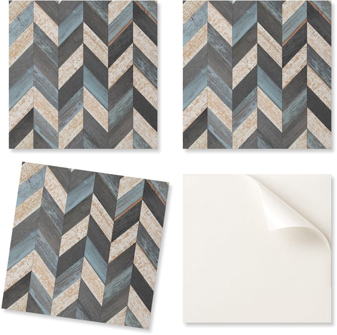 Set vinyl wandtegels met zigzagpatroon en houtnerf, 20x20x20 cm