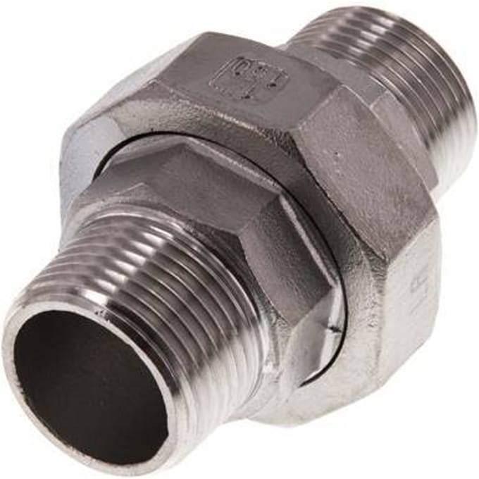 Rechte aansluiting R1'' RVS met Vlakke Afdichting PTFE 16bar