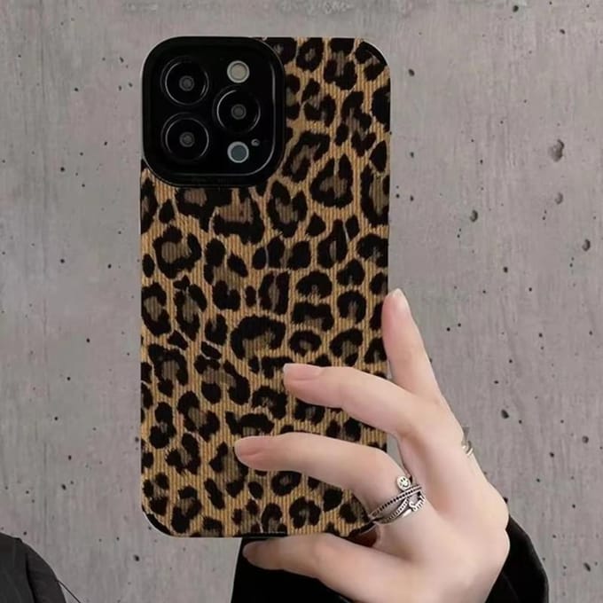 Étui de Mode en Cuir Léopard Marron Noir Pour iPhone 15 16 Pro Max 11 12 13 Mini 14 Plus Silicone Souple Antichoc Couverture Complète For iPhone 15 Pro