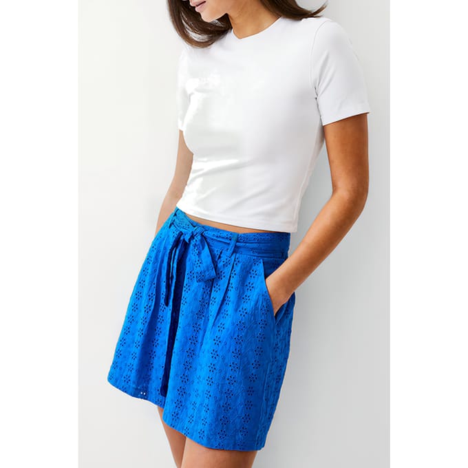 French Connection Broderie Tie Short Bright Blue Größe: 6 | Kurze Sporthosen Outlet | Damen | Blau