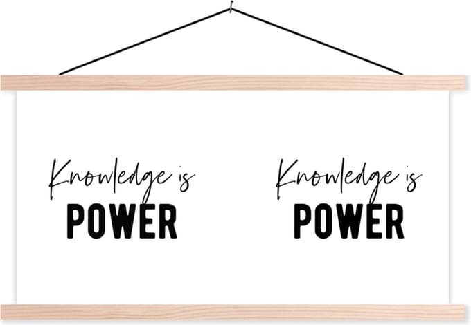 Posterhanger incl. Poster 90x45 cm - Schoolplaat - Quote - Studeren - Power - Textielposter - Blanke latten