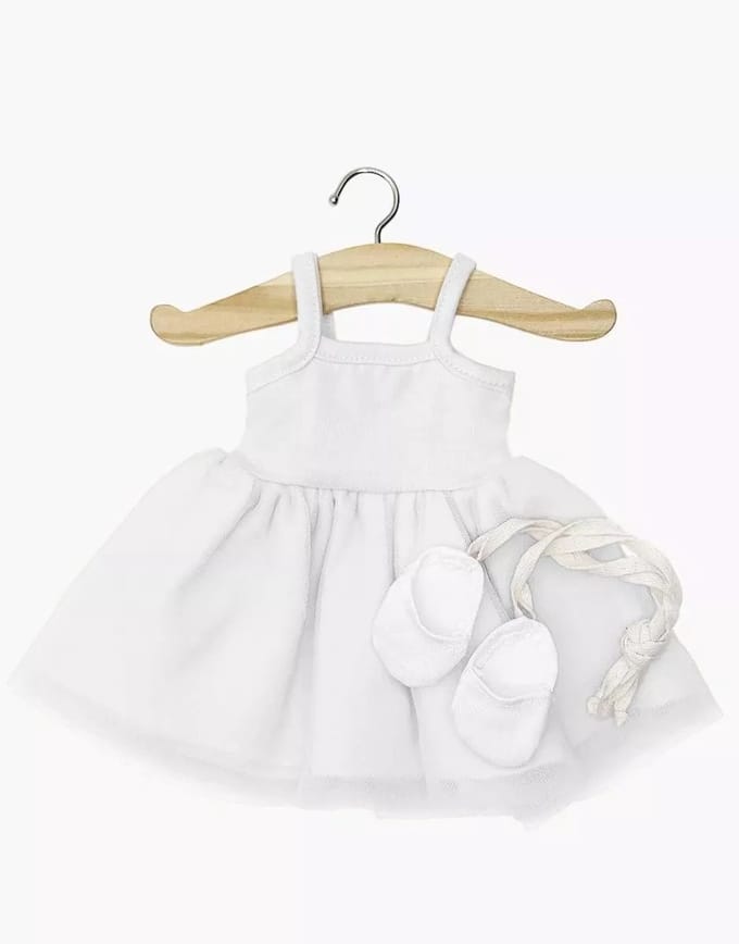 Minikane Gordi Poppenkleding Kledingset Rosella Witte Balletjurk 34 cm