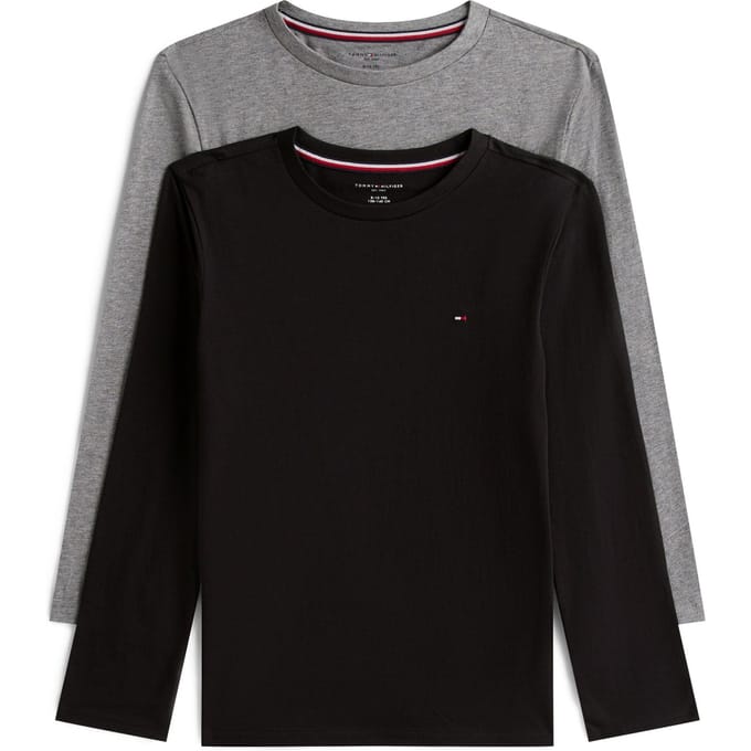 Tommy Hilfiger Boys 2-pack Ls Tee Medium Grey Ht/black Taglia: 14-16 | T-shirt Outlet | kids | Grigio