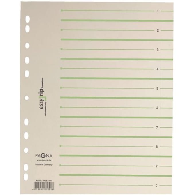PAGNA Easy Rip scheidingsbladen, A4-formaat, gelinieerd, 100 stuks, groen