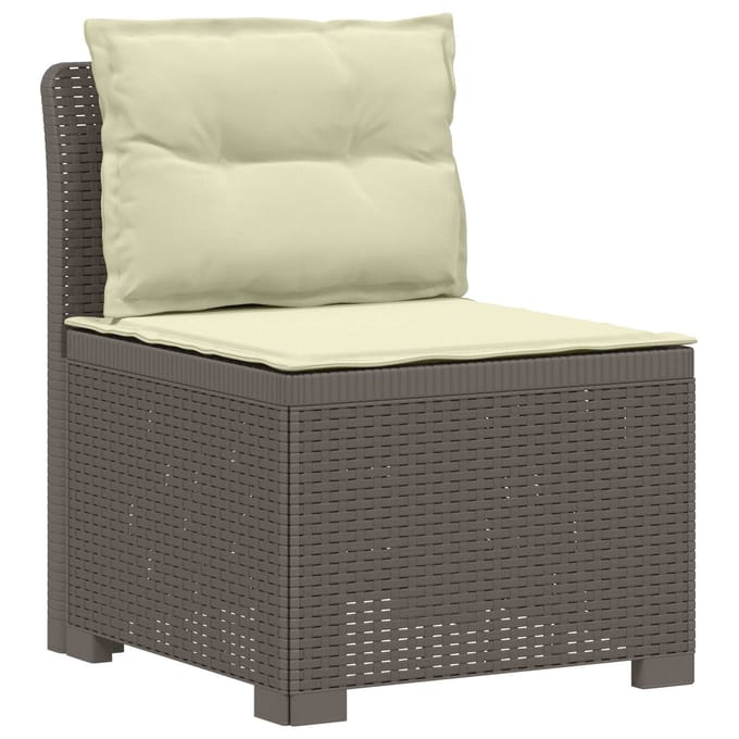 vidaXL - 4-Persoons - Tuin - Sofa - met - Kussens - Rattan - Look - PP - Lichtgrijs