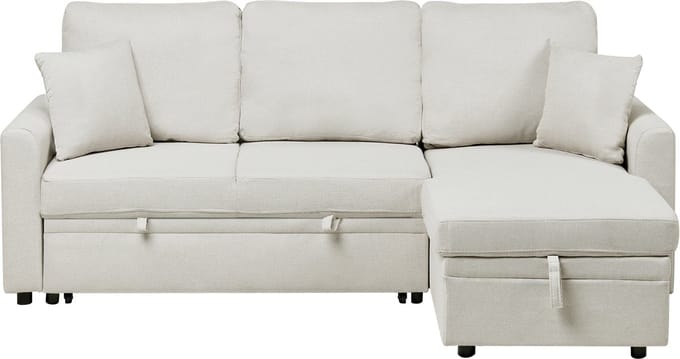 NASSJO - Hoekslaapbank - Lichtbeige - Linkszijdig - Polyester/Linnen