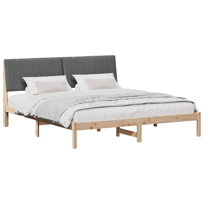 vidaXL - Bedframe - met - hoofdeinde - Bruin - 180 - x - 200 - cm - Massief - grenenhout