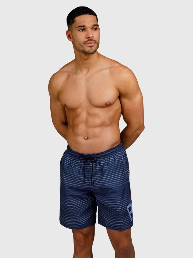 Brunotti - Cester-Stripe - Zwembroek Indigo Blue - Heren - 100% Recycled - 4-Way Stretch - Sneldrogend - S