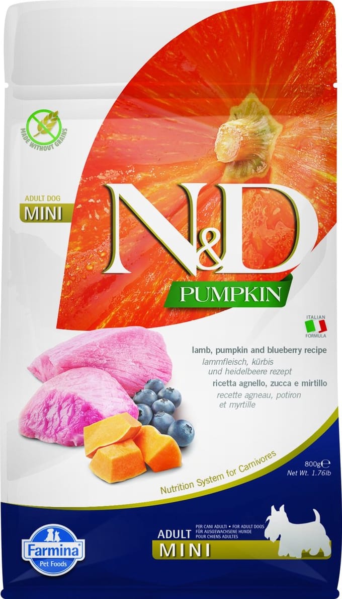 Farmina N&D Dog Pompoen Lam Hondenvoer voor Volwassen Kleine Rassen - Natural & Delicious Natvoer, 800 gr