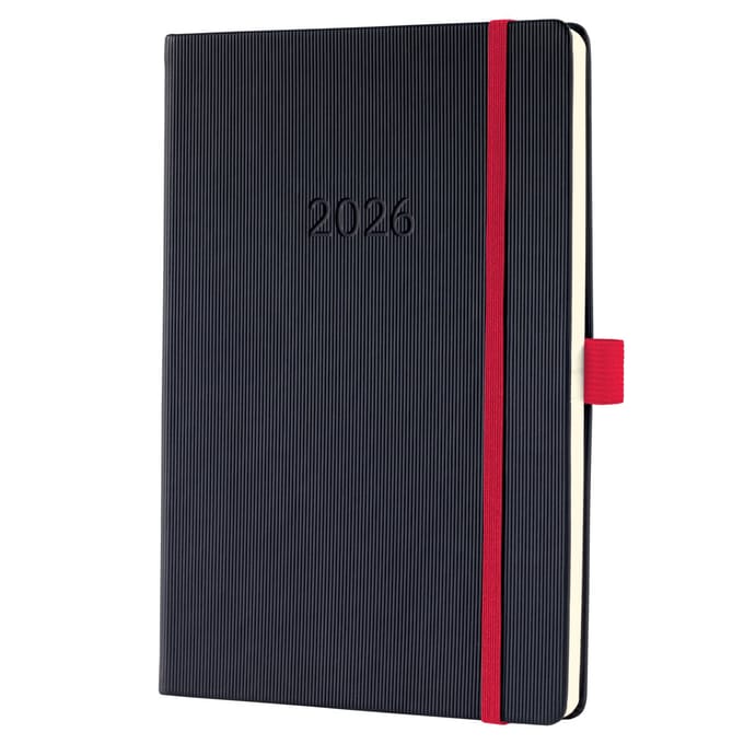 Sigel weekagenda 2026 Conceptum - formaat A5 - zwart/rood - hardcover - SI-C2608