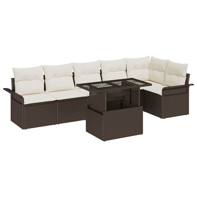 vidaXL Tuin Sofa Set 7 st Bruin poly rattan