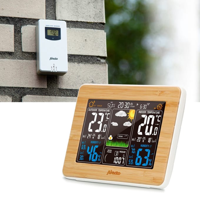 Alecto WS-1560 - Professioneel Weerstation met draadloze Buitensensor - Bamboe