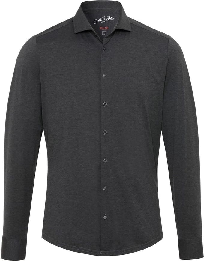 Pure H.Tico The Functional Shirt Antraciet - Maat 38 - Heren - Overhemden Formeel