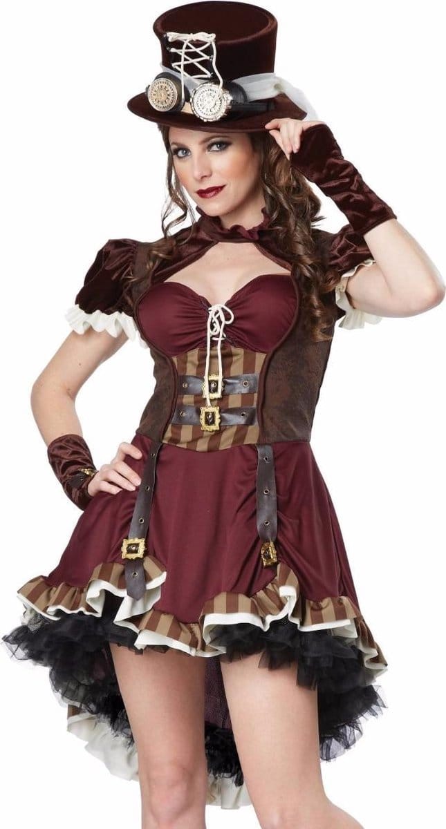 Vegaoo - Bordeaux rood Steampunk kostuum voor vrouwen