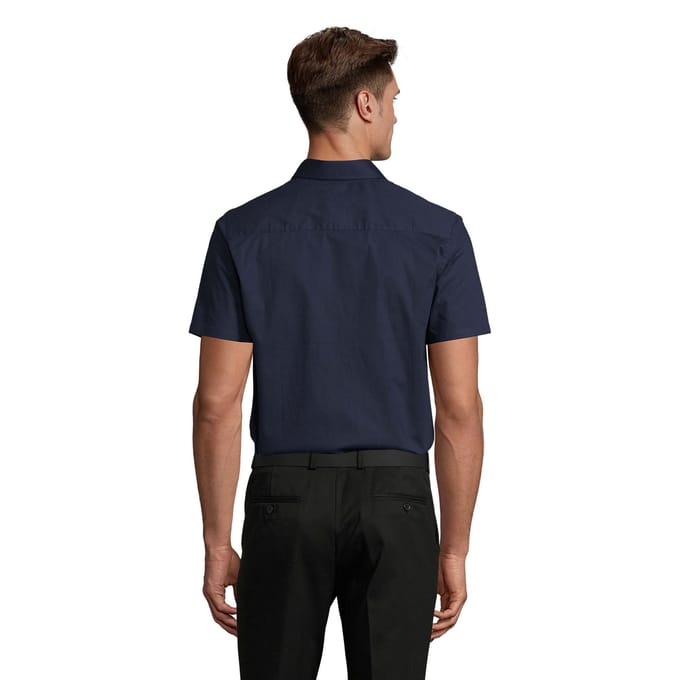 SOLS Heren Broadway Stretch Overhemd met Korte Mouwen (Donkerblauw)
