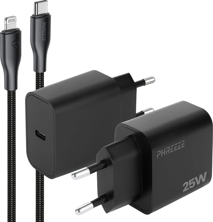 Phreeze usb C oplader geschikt voor iPhone en iPad met Lightning kabel - Snellader met quick charge - 1 meter