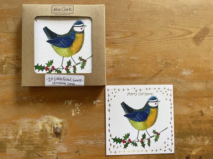 Alex Clark Kerstkaarten Vogel ~Blue Tit & Holly'