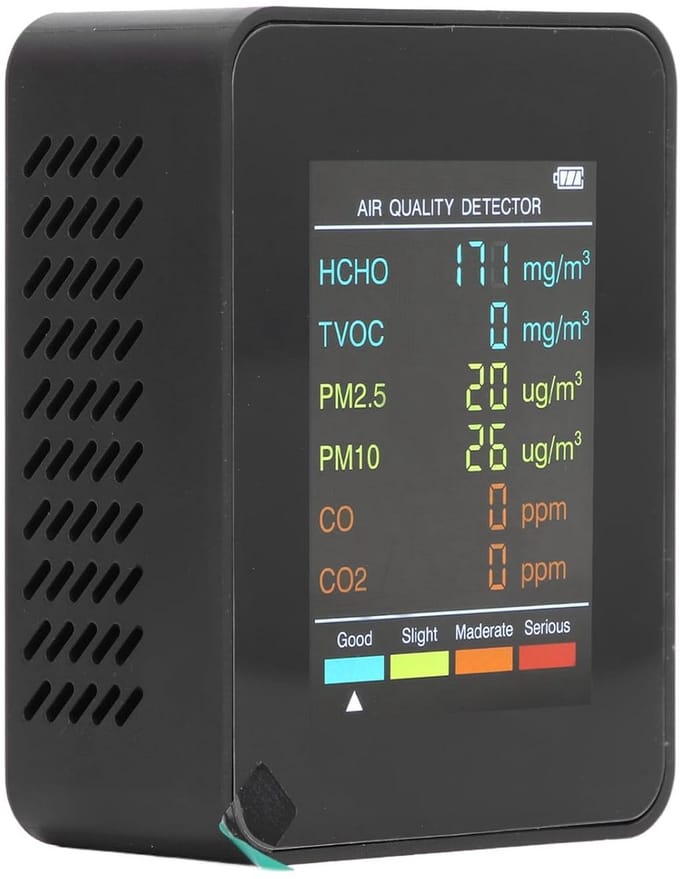 Luchtkwaliteitsmonitor - CO2 meter - Binnenlucht meten - Meerdere sensoren - LCD display - Wit