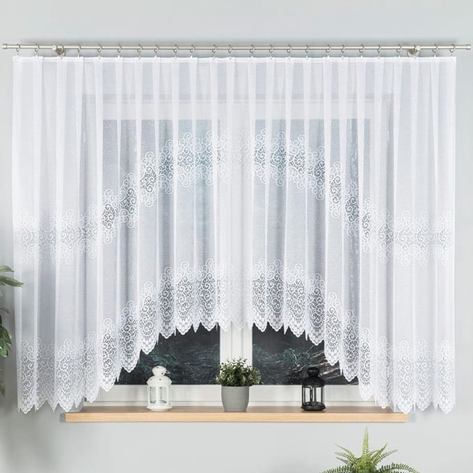 Markizeta Violetta - Jacquard Gordijn - 400x160 cm - Wit - Decoratieve Rand