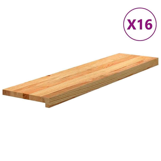 vidaXL - Traptreden - 16 - st - 100x30x2 - cm - massief - eikenhout - lichtbruin