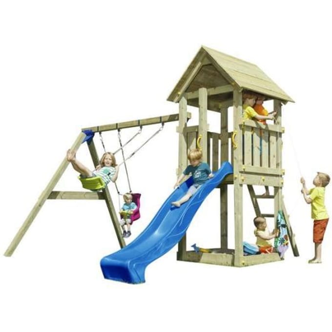 Bluerabbit 2.0 Rabbit 2.0 Schommel met speeltoren Kiosk met blauwe glijbaan Schommels Schommels