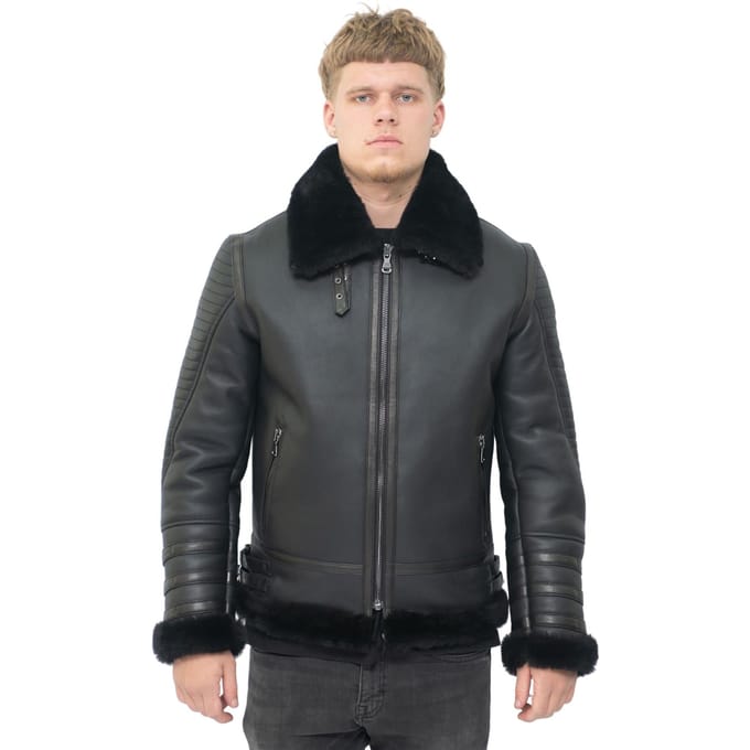 Heren retro schapenvacht bomberjack-Asheville