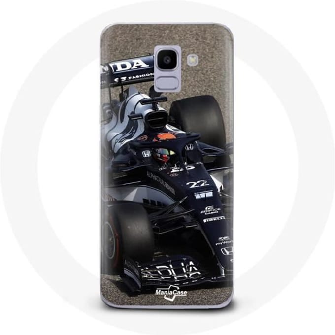 Coque pour Samsung Galaxy A8 2018 Formule 1 Yuki Tsunoda pilote automobile de F1 Bleu