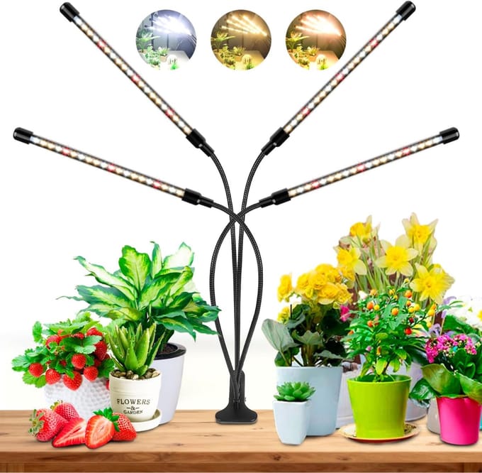 HEZIVO® Professionele Groeilamp Planten - Kweeklamp LED Verlichting - Dimbaar en Timer - 4 Stuks