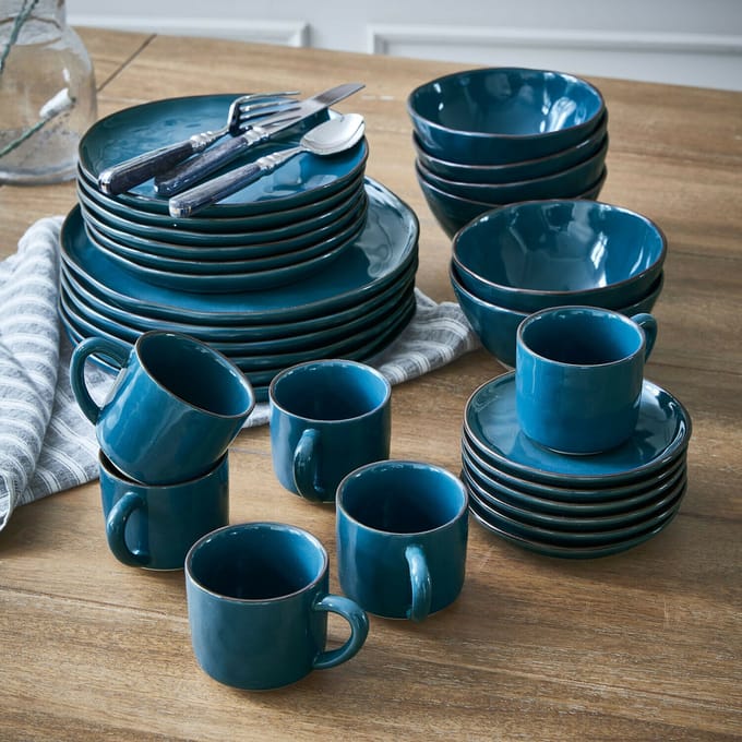LOBERON Servies set van 30 Biarré blauw