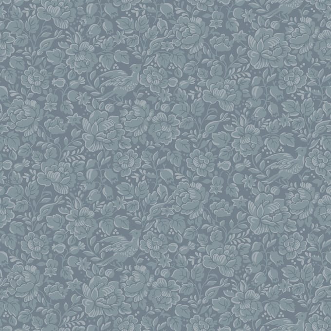 Duro Vliesbehang 678-03 - Blommor & Blad - Klassiek Blauw - 53cm x 10.05m