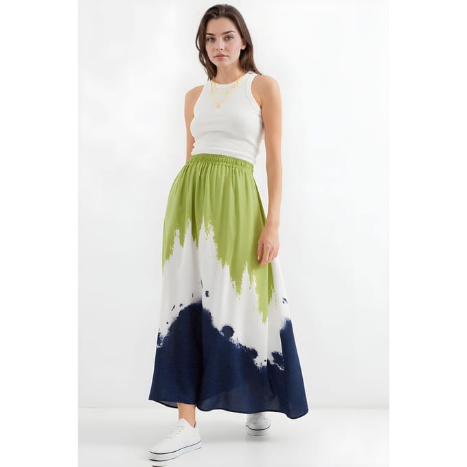 Gradient Maxi Rok met Elastische Taille