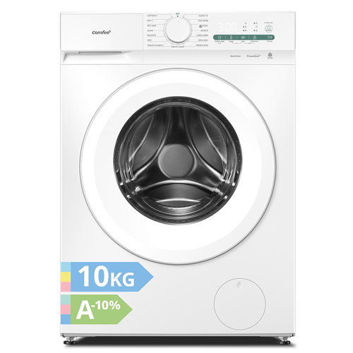 Comfee' van Midea wasmachine 10 kg, wasmachine met dierenhaarprogramma en stoomfunctie, 16 programma's, energie-efficiëntieklasse A-10%,