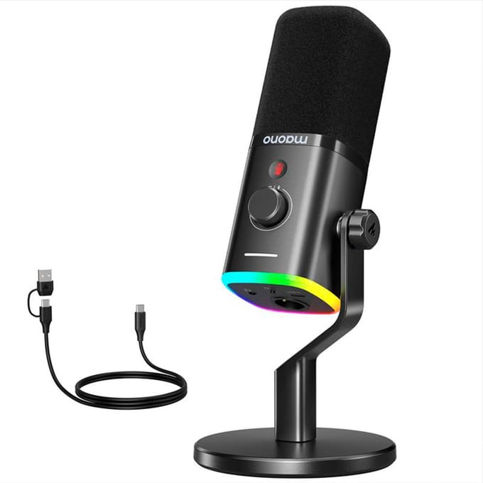 Maono PD100X - Microfoon voor Computer - USB/XLR Microfoon - Streaming - YouTube - Podcasting - Dynamische Microfoon - Plug & Play - Studio Geluidskwaliteit - Zwart