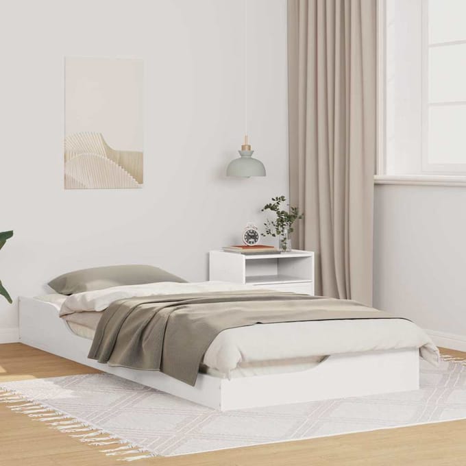 vidaXL - Bedframe - Wit - 90 - x - 210 - cm - Massief - grenenhout