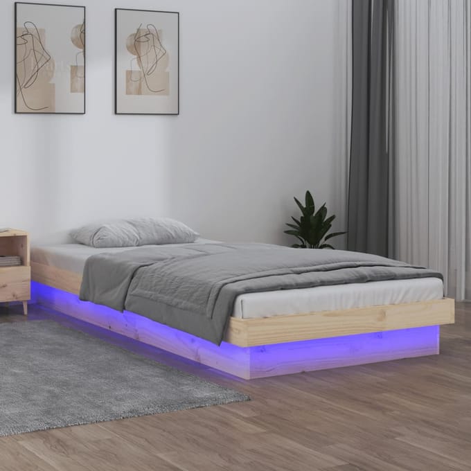 vidaXL - Bedframe - LED - massief - hout - 90x200 - cm
