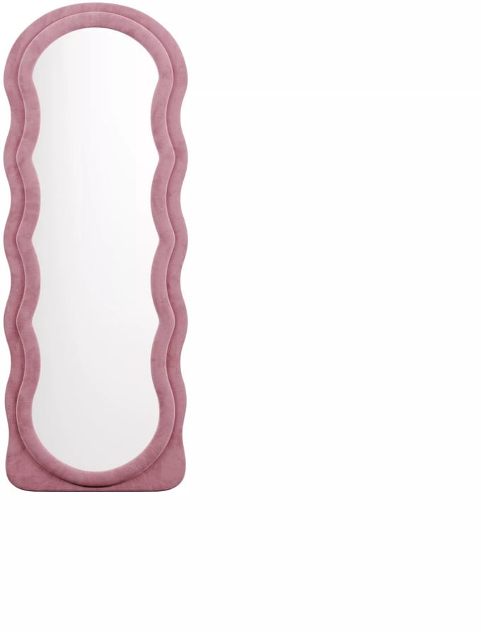 Vente-unique Organische spiegel in fluweel - H 170 x B 65 cm - Roze - AYANI