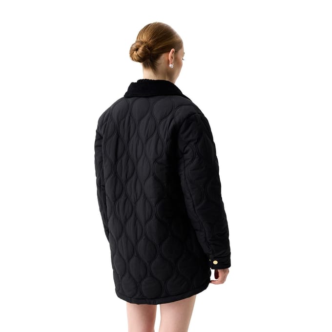 Hunter Witton Gequilte Shacket Dames Zwarte Gequilte Jassen