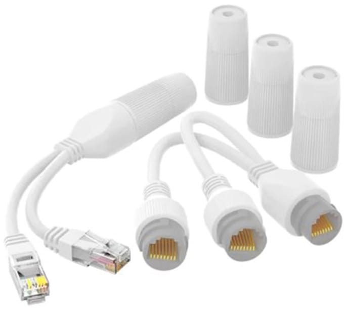 Ethernet Splitter Adapter - Netwerk Splitter Poe Extender - Netwerkverbetering - Waterdicht Ontwerp - 15 cm - Wit
