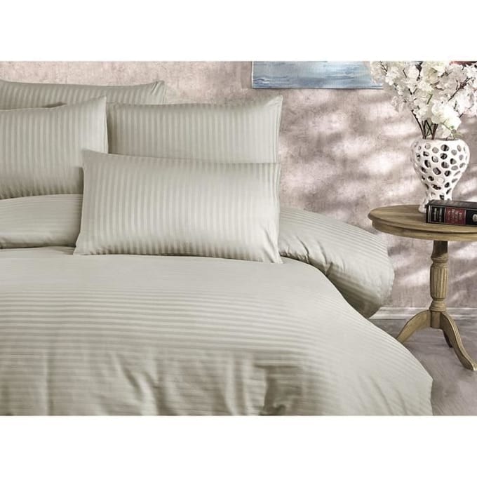 Beddenset - 1 dekbedovertrek 220x240 cm + 2 kussenslopen 60x60 cm - 80% katoen, 20% polyester - Cappuccino