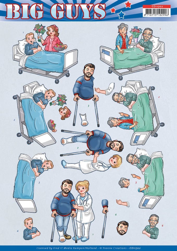 3D Cutting Sheet - Yvonne Creations - Big Guys - Get Well 1 stuk