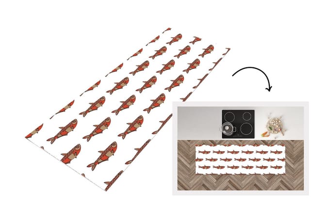 Keukenloper - Loper keuken - Design - Vis - Karper - 150x50 cm - Keukenloper vinyl