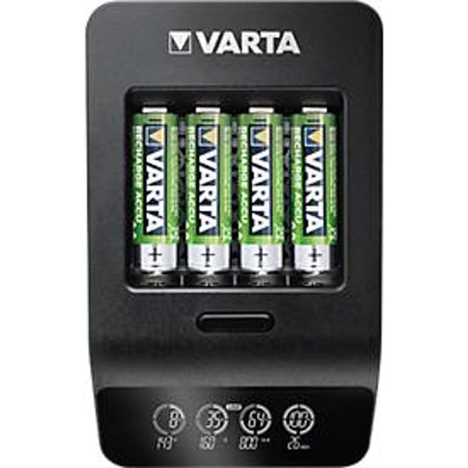 Batterijlader Varta LCD Smart Charger, voor 4 x Mignon AA/Micro AAA & 1 x USB, 2 modi, LCD-display, incl. 4 batterijen