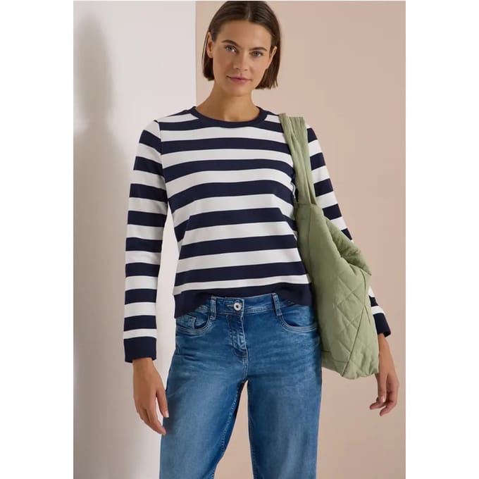 Sweatshirt met ronde hals en strepen