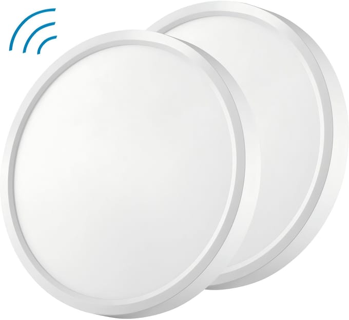 Oraymin 2x LED Plafondlamp Bewegingssensor - 24W 2400LM 4000K Radar - Ø30cm Hal Keuken Gang Trap
